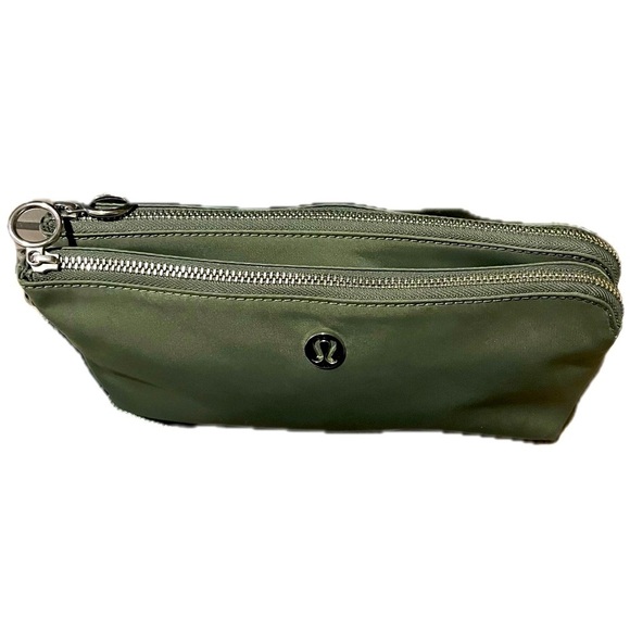 Lululemon Dual Pouch Grey Sage Green Wristlet Bag
